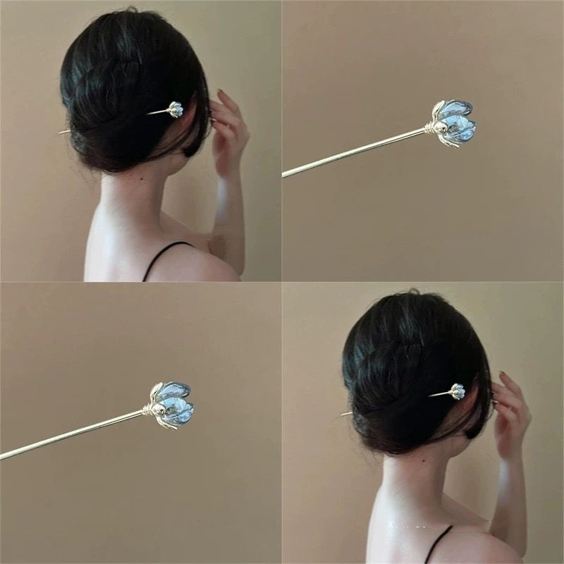 Supply Florist - Jepit Rambut Bunga Biru, Aksesori Rambut