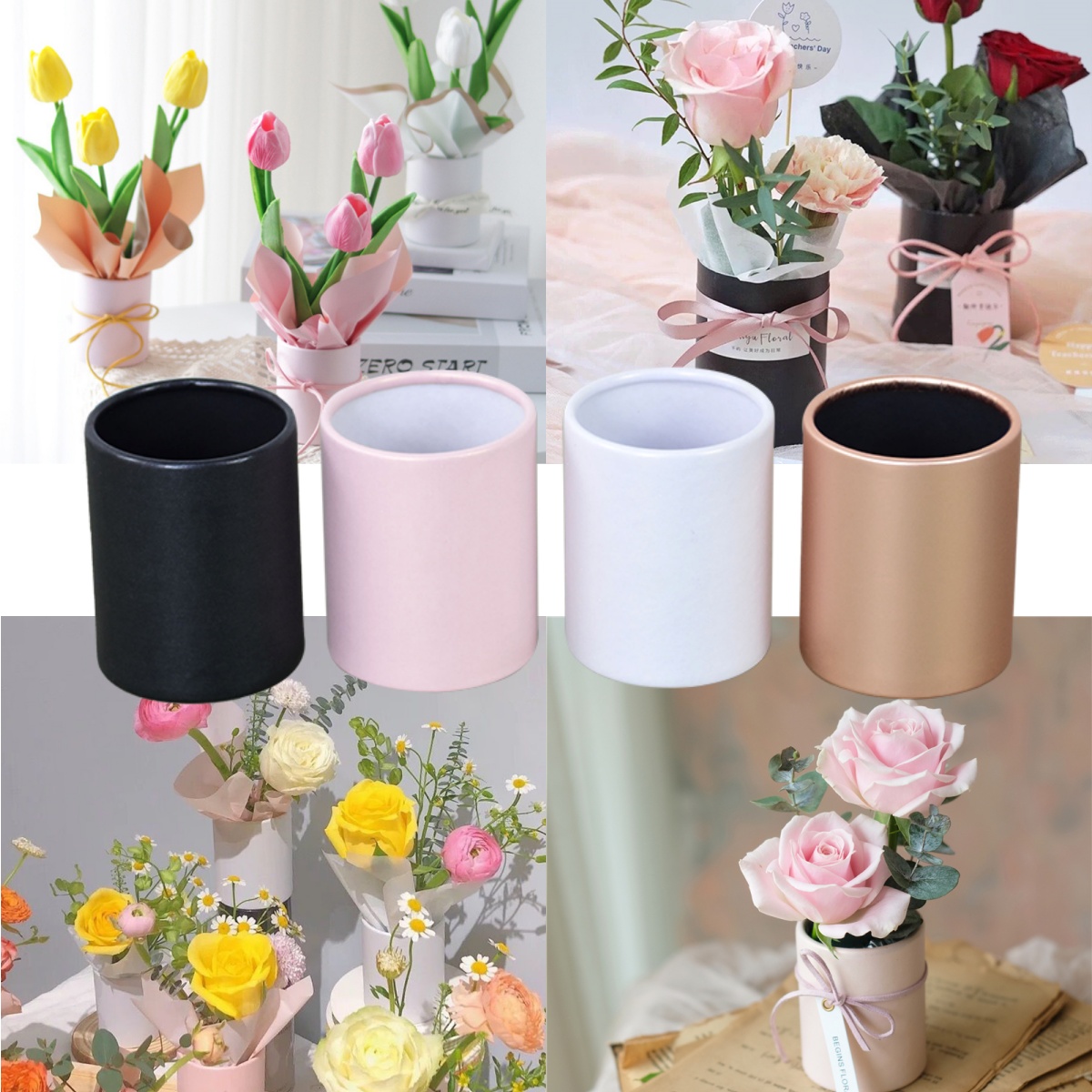 4 Buah Kotak Bunga Bulat Mini  - Florist Flower Supply ulasan dan harga